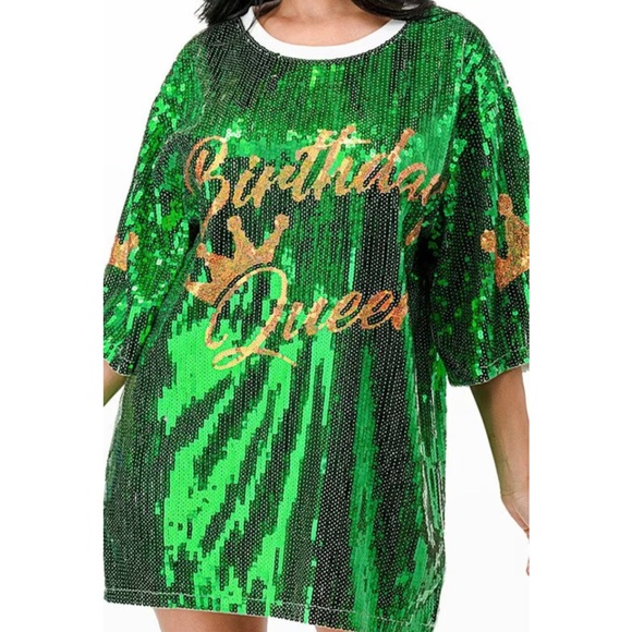 Women's It's My Birthday Sequin Oversized Top /Dress "It's My Birthday" - Picture 2 of 3